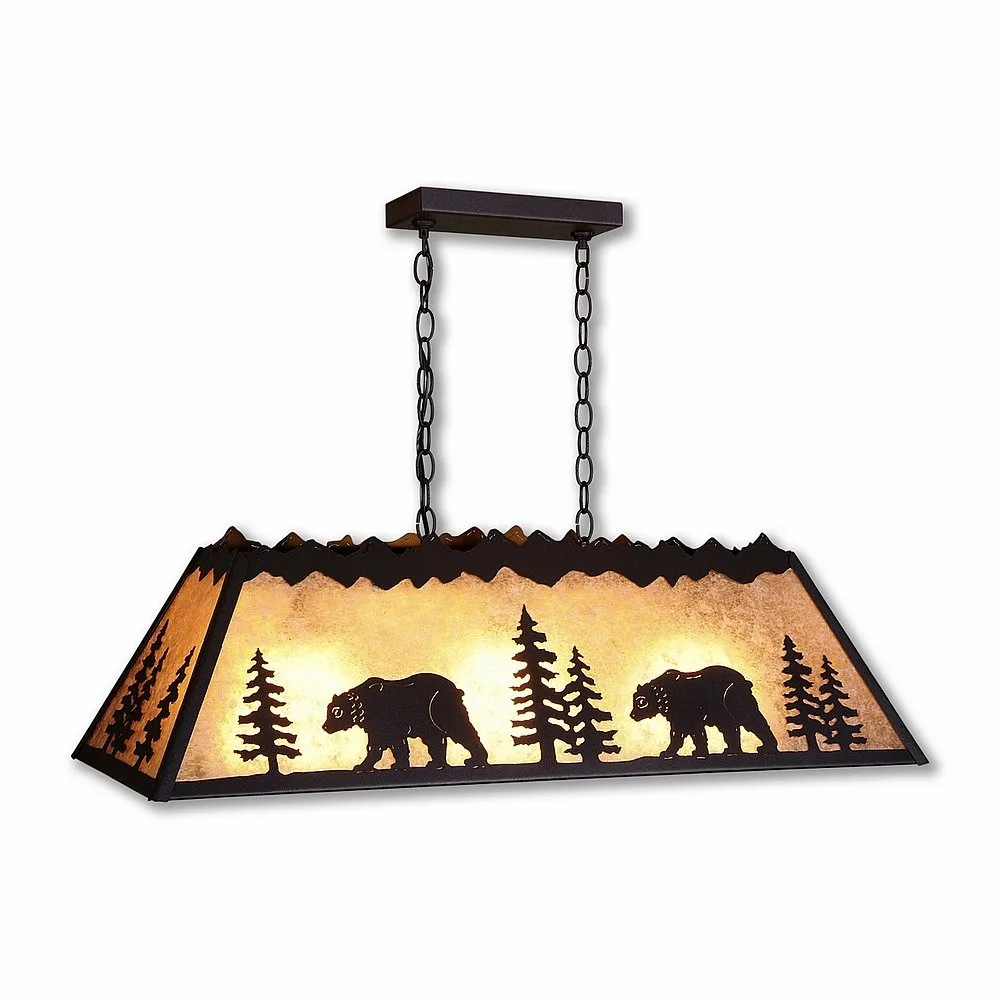 Rocky Mountain-Mountain Bear Black Iron Three Light Island-Billiard in Black Iron