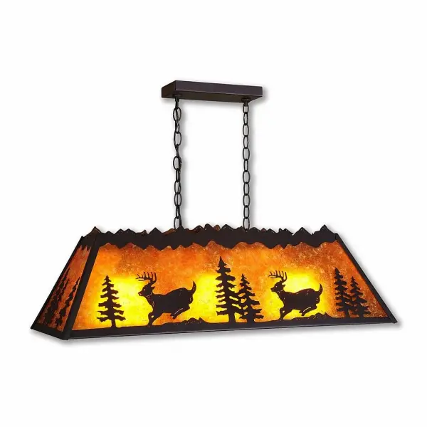 Rocky Mountain Deer Black Iron Three Light Island Chandelier