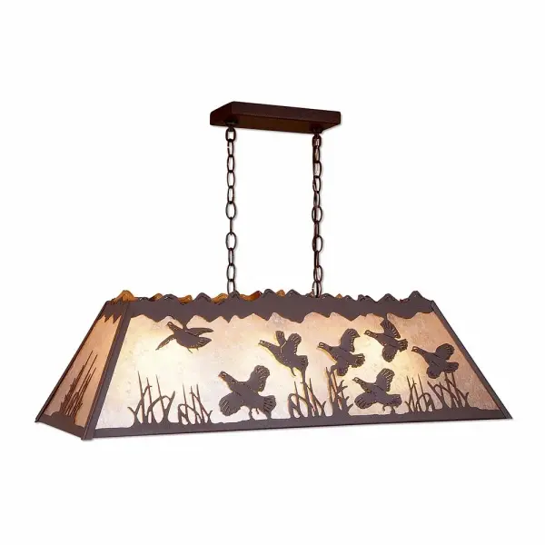 Rocky Mountain Western Quail Three Light Island Chandelier
