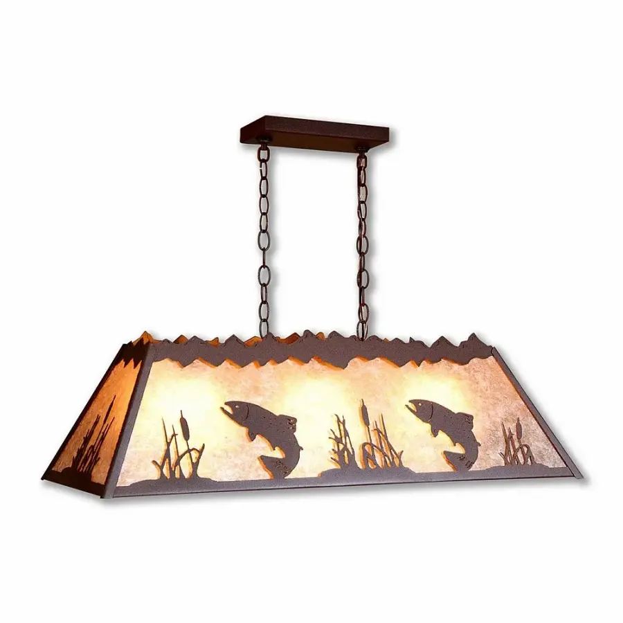 Rocky Mountain Trout Three Light Island Chandelier