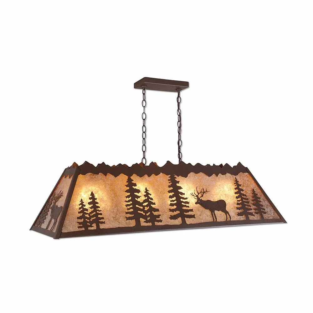 Rocky Mountain-Valley Elk Rustic Brown Four Light Island-Billiard in Rustic Brown