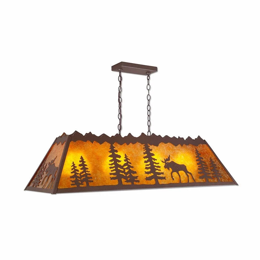 Rocky Mountain-Mountain Moose Rustic Brown Four Light Island-Billiard in Rustic Brown