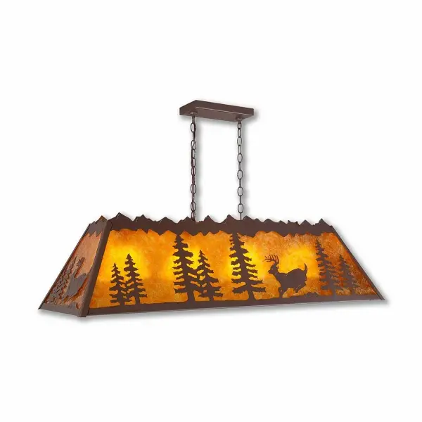 Rocky Mountain Deer 4-Light Island Chandelier in Rustic Brown