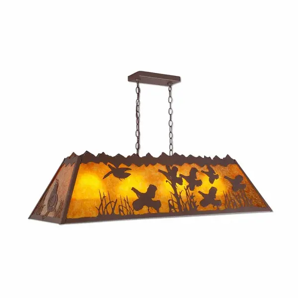 Rocky Mountain Western Quail 4-Light Island Chandelier