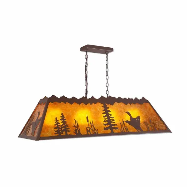 Rocky Mountain Loon Four Light Island Chandelier in Rustic Brown