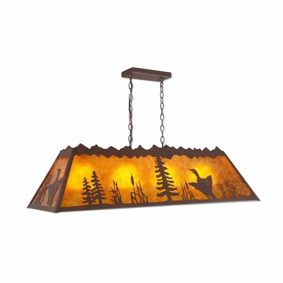 Rocky Mountain Loon Four Light Island Chandelier in Rustic Brown