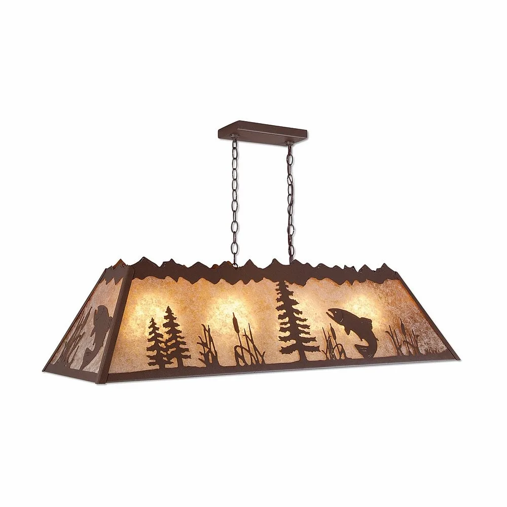 Rocky Mountain-Trout Four Light Island-Billiard in Rustic Brown