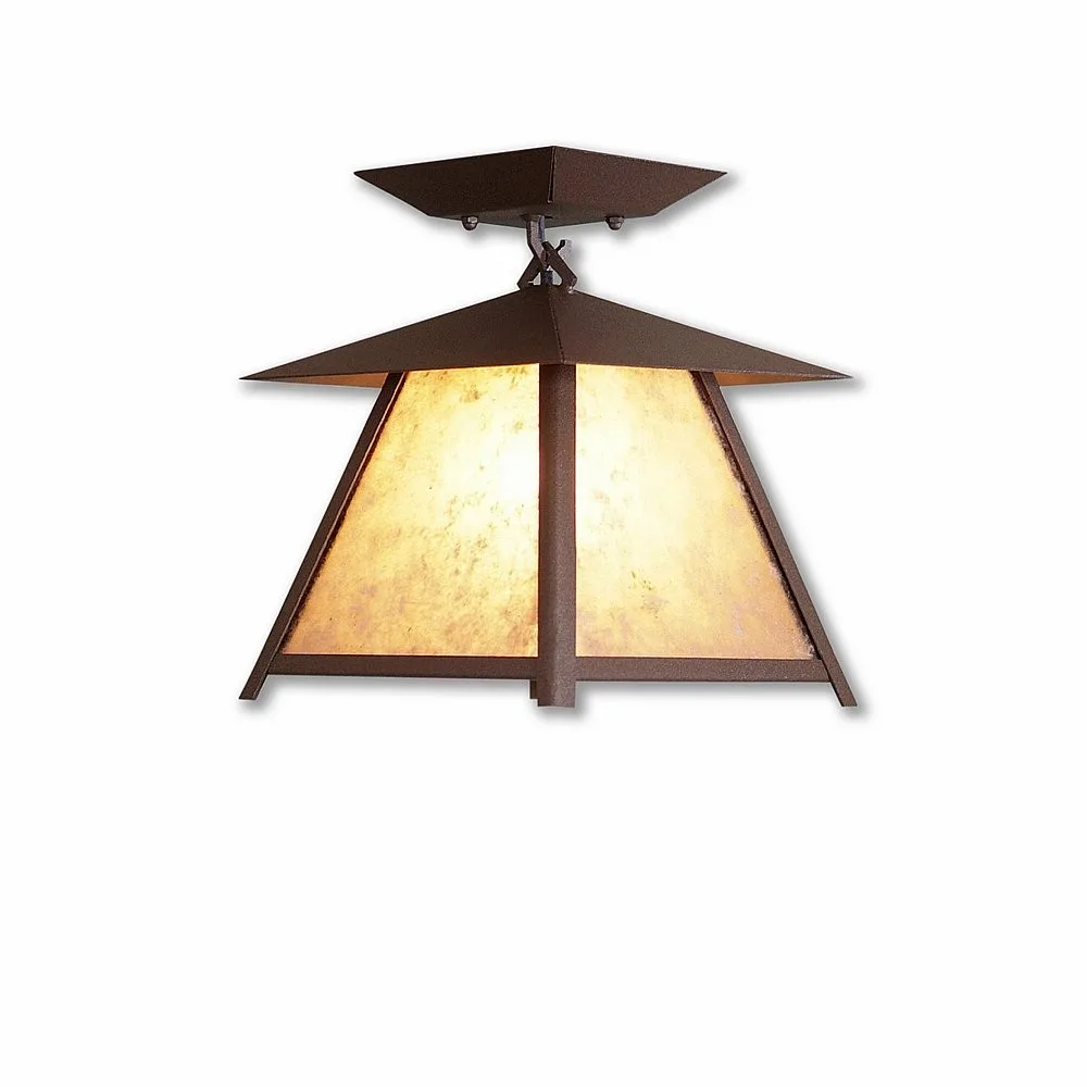 Smoky Mountain-Rustic Plain One Light Semi Flush Mount in Rustic Brown