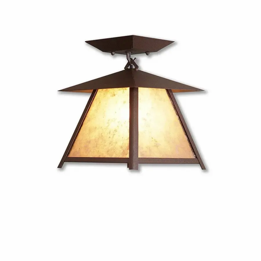 Smoky Mountain Rustic Plain Semi-Flush Mount