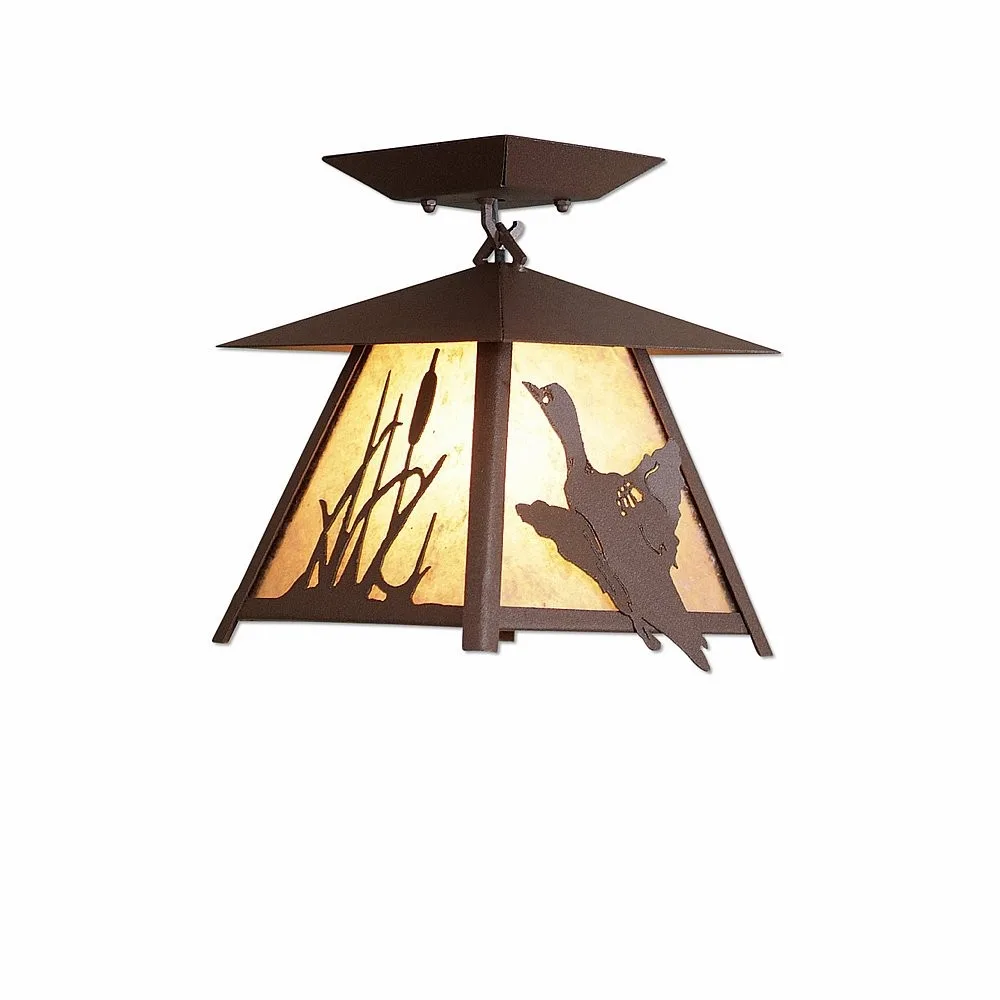 Smoky Mountain-Loon One Light Semi Flush Mount in Rustic Brown