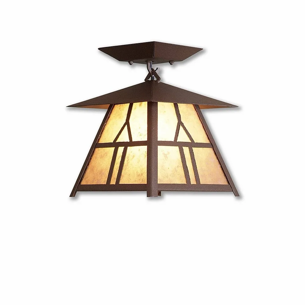 Smoky Mountain-Westhill One Light Semi Flush Mount in Rustic Brown