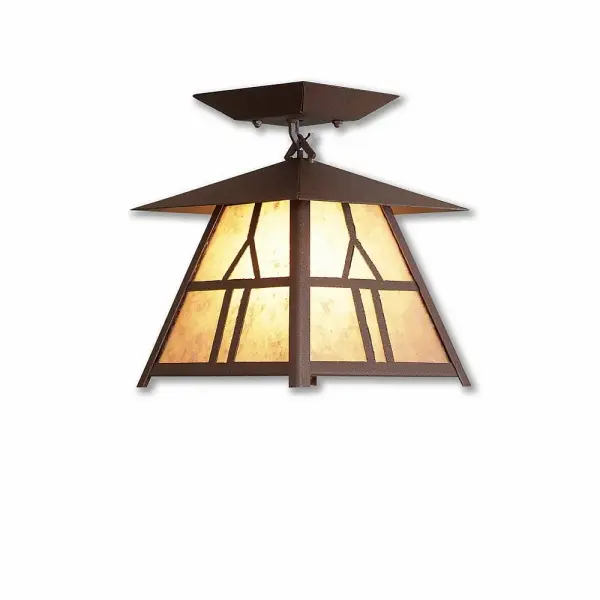 Smoky Mountain Westhill Semi-Flush Mount in Rustic Brown
