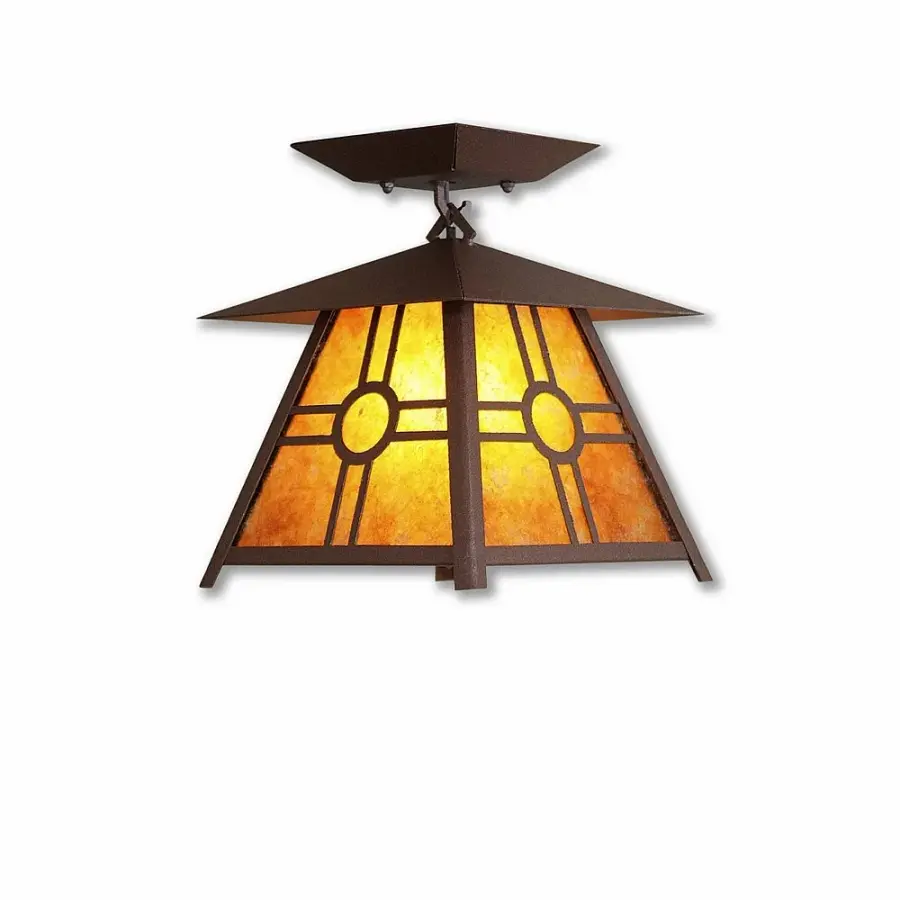 Smoky Mountain Southview Semi-Flush Mount in Rustic Brown