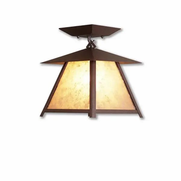 Smoky Mountain Northrim One Light Semi Flush Mount in Rustic Brown