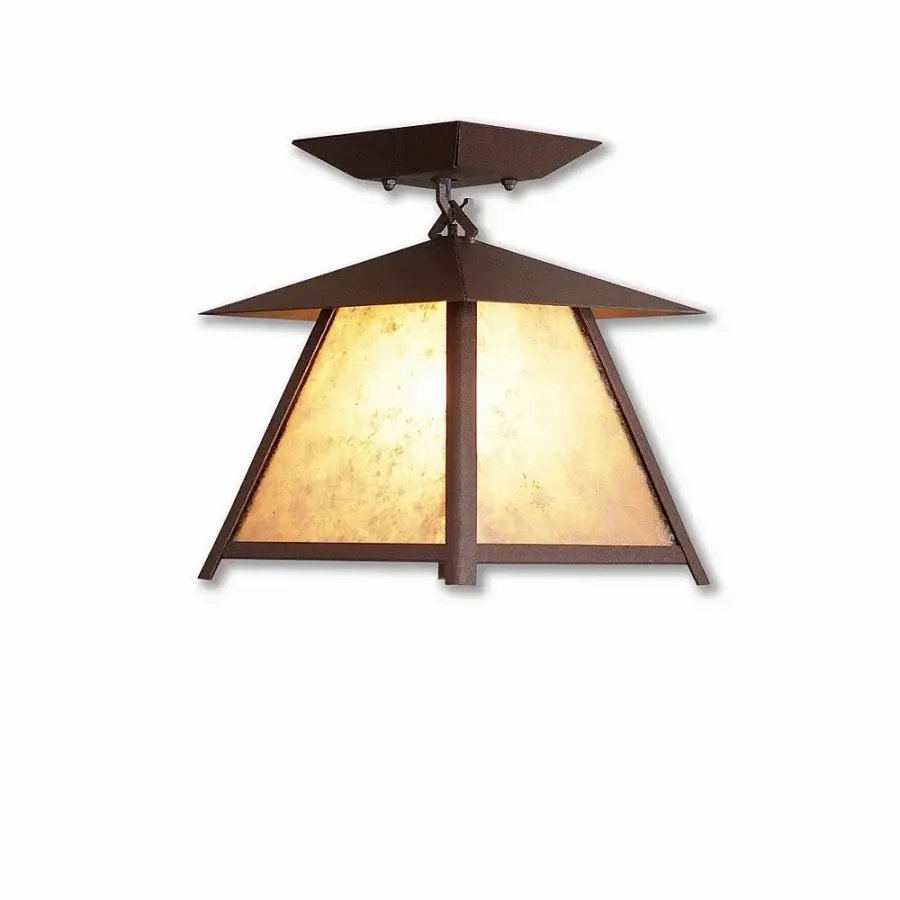 Smoky Mountain Northrim One Light Semi Flush Mount in Rustic Brown