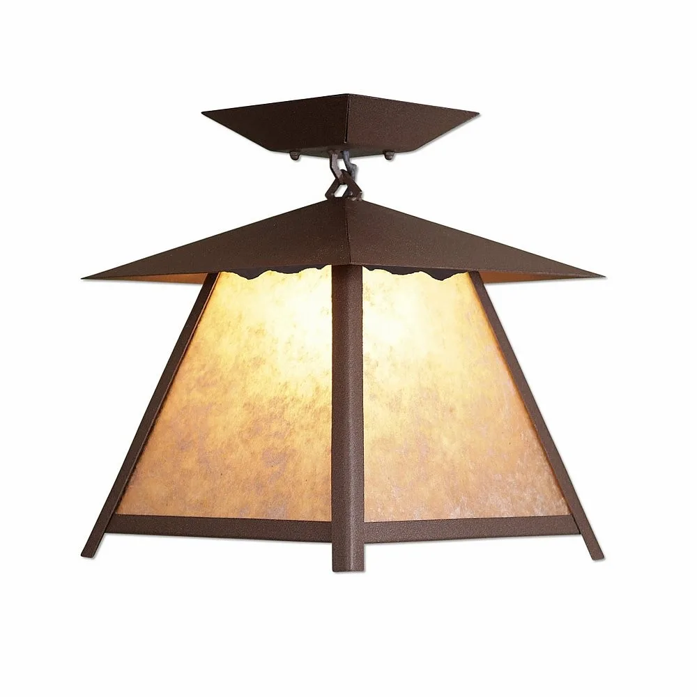 Smoky Mountain-Rustic Plain One Light Semi Flush Mount in Rustic Brown