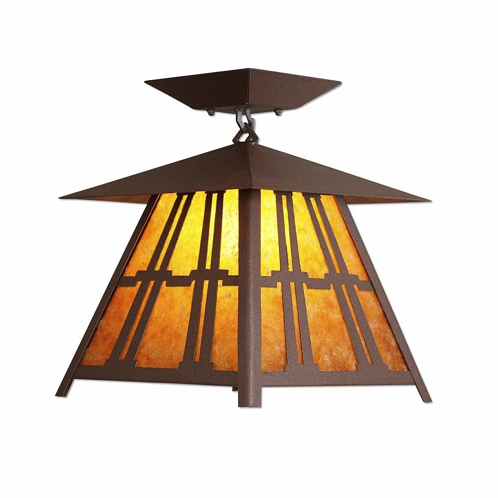 Smoky Mountain-Eastlake One Light Semi Flush Mount in Rustic Brown