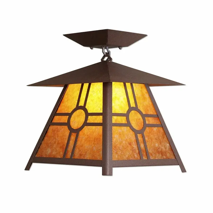 Smoky Mountain Southview Semi-Flush Mount in Rustic Brown