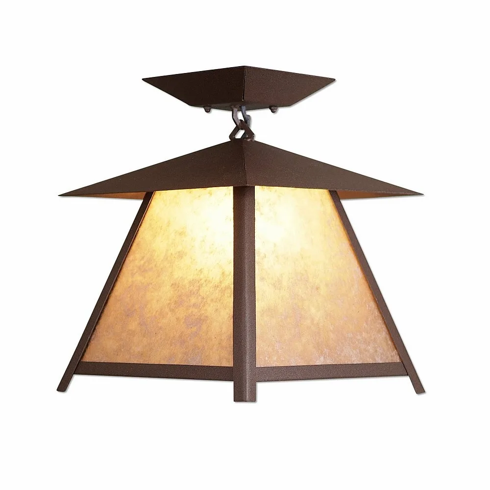 Smoky Mountain-Northrim One Light Semi Flush Mount in Rustic Brown