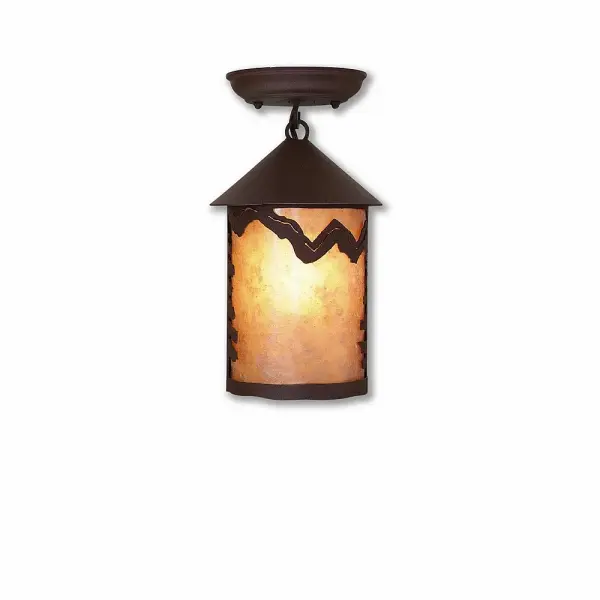 Cascade Rustic Plain Semi-Flush Mount in Rustic Brown