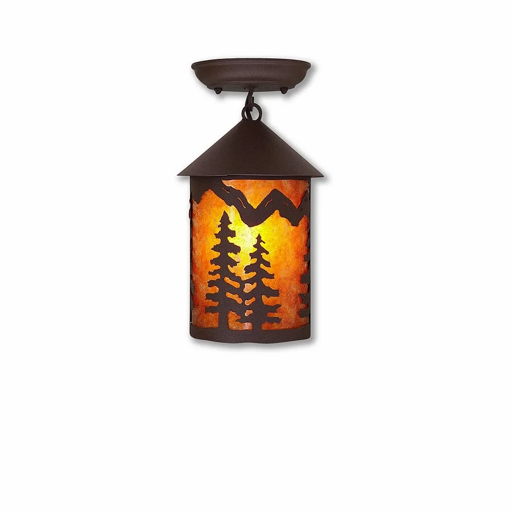 Cascade-Spruce Tree Rustic Brown One Light Semi Flush Mount in Rustic Brown