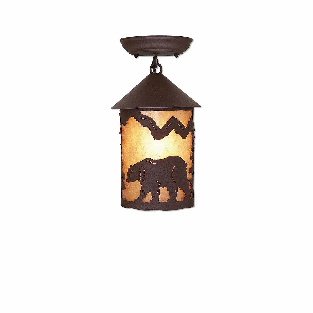 Cascade-Mountain Bear Rustic Brown One Light Semi Flush Mount in Rustic Brown