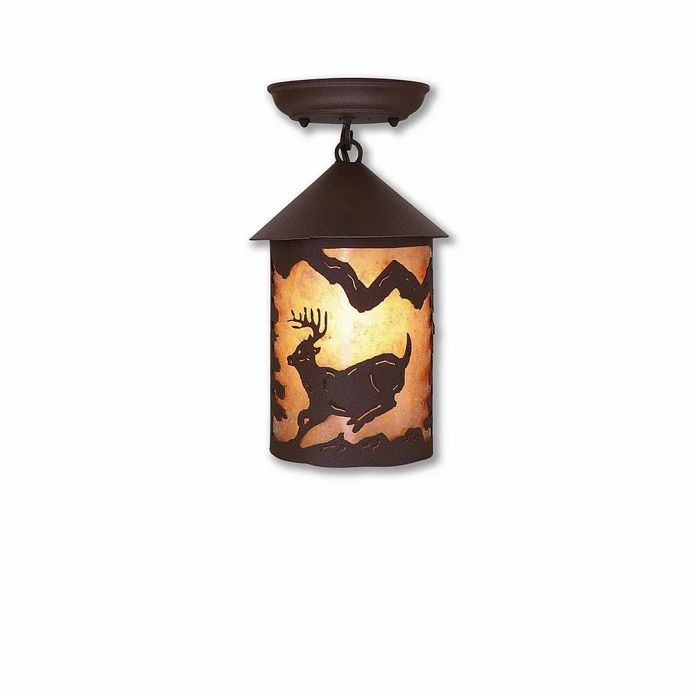 Cascade-Mountain Deer Rustic Brown One Light Semi Flush Mount in Rustic Brown