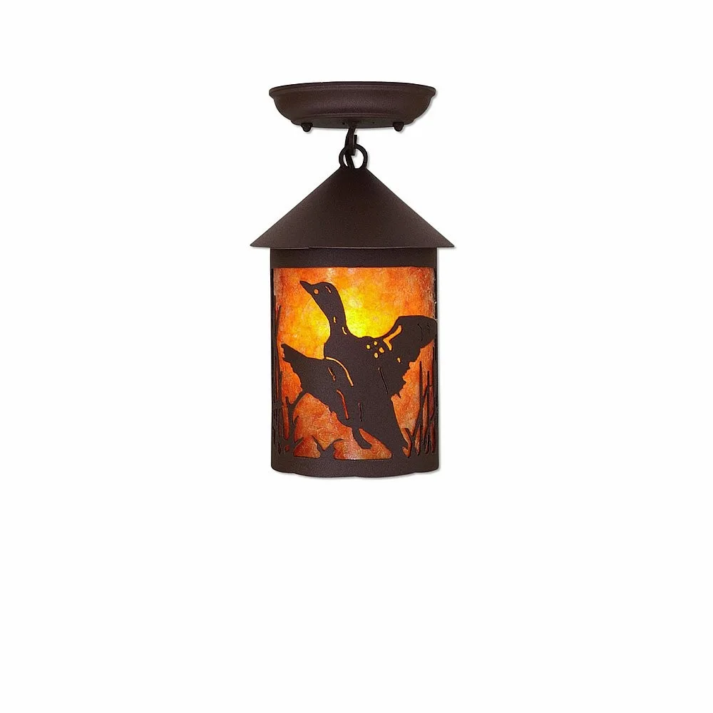 Cascade-Loon Rustic Brown One Light Semi Flush Mount in Rustic Brown