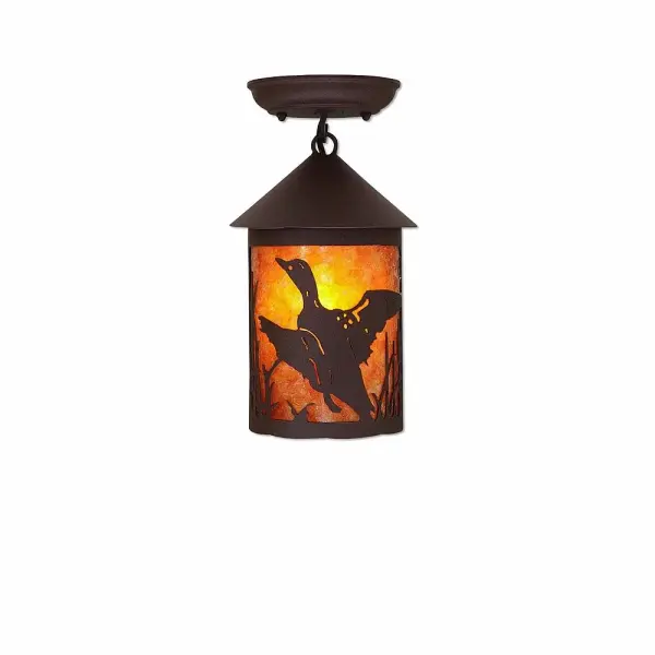 Cascade Loon Rustic Brown Semi-Flush Mount
