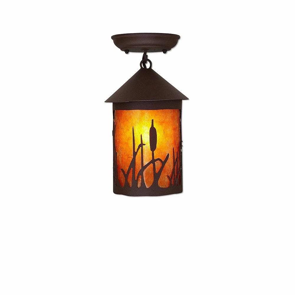 Cascade-Cattails One Light Semi Flush Mount in Rustic Brown