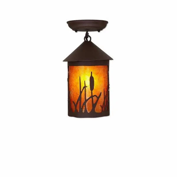 Cascade-Cattails Semi-Flush Mount in Rustic Brown