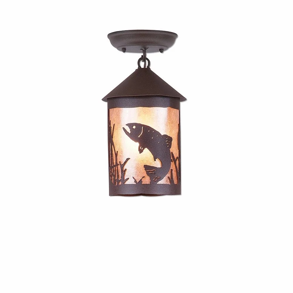 Cascade-Trout Rustic Brown One Light Semi Flush Mount in Rustic Brown