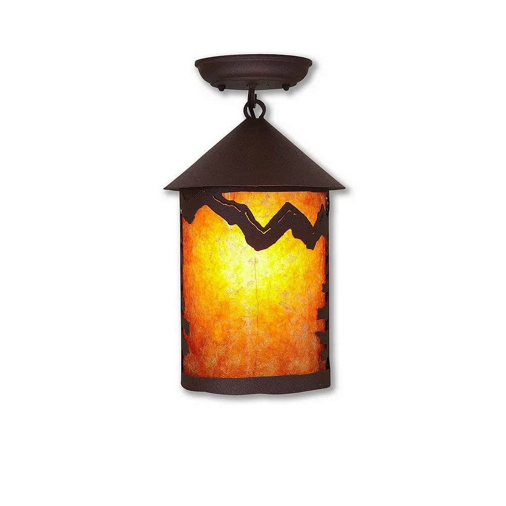 Cascade-Rustic Plain One Light Semi Flush Mount in Rustic Brown