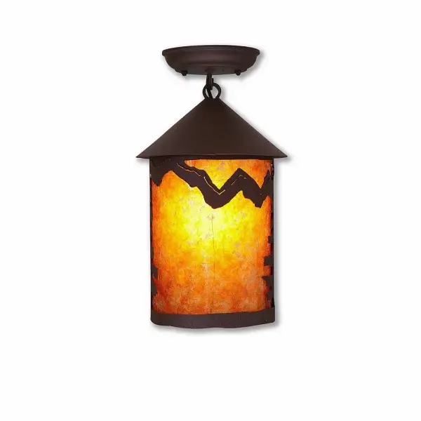 Cascade Rustic Plain Semi-Flush Mount in Rustic Brown