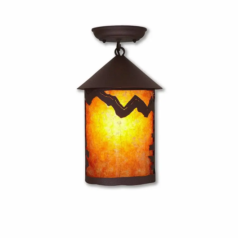 Cascade Rustic Plain Semi-Flush Mount in Rustic Brown