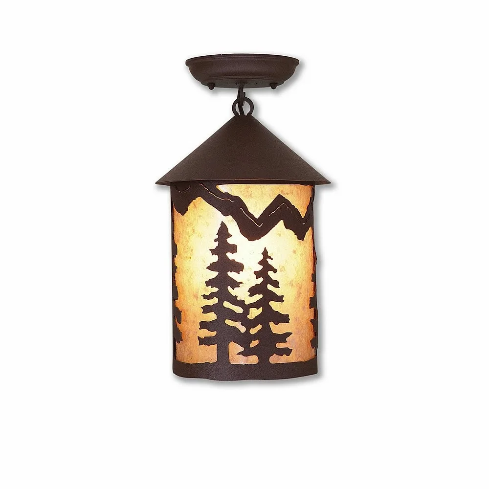 Cascade-Spruce Tree Rustic Brown One Light Semi Flush Mount in Rustic Brown