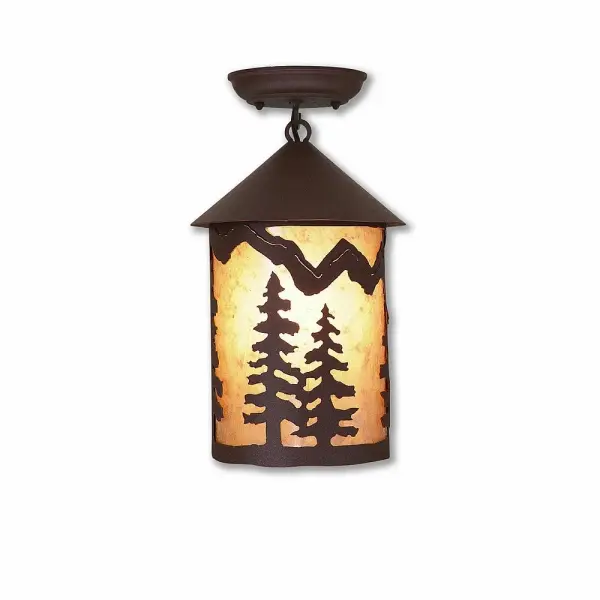 Cascade Spruce Tree Semi-Flush Mount in Rustic Brown