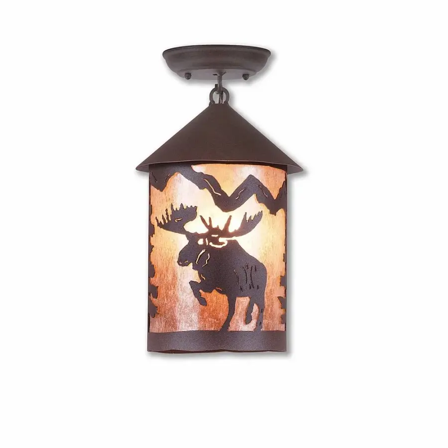 Cascade Alaska Moose Semi-Flush Mount in Rustic Brown