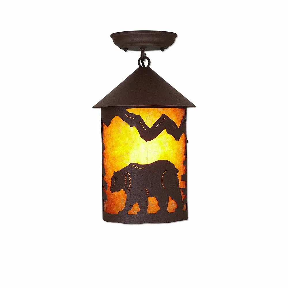 Cascade-Mountain Bear Rustic Brown One Light Semi Flush Mount in Rustic Brown