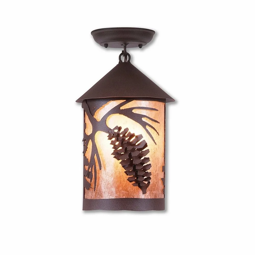 Cascade-Spruce Cone One Light Semi Flush Mount in Rustic Brown