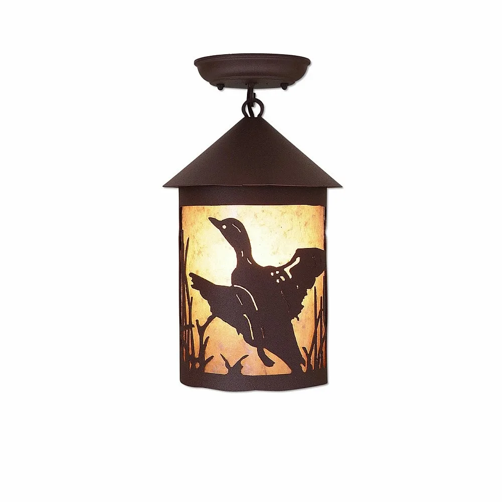 Cascade-Loon Rustic Brown One Light Semi Flush Mount in Rustic Brown