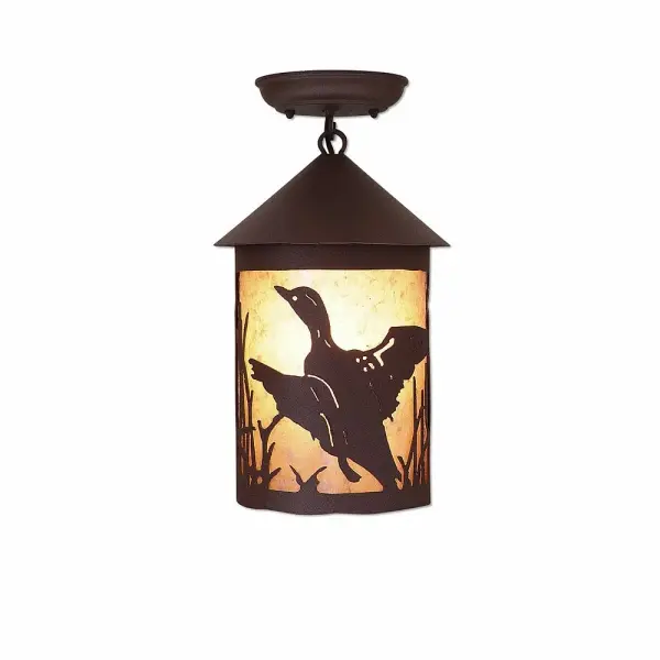Cascade Loon Semi-Flush Mount in Rustic Brown