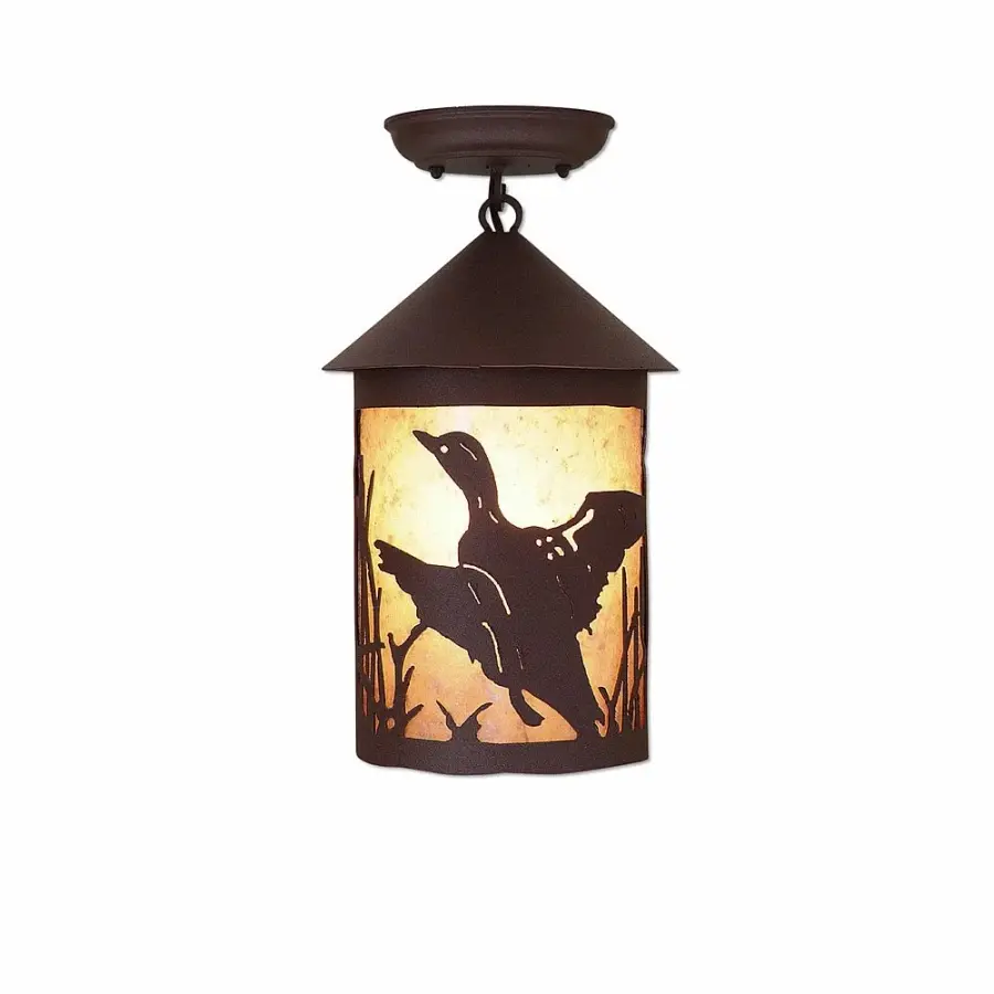 Cascade Loon Semi-Flush Mount in Rustic Brown