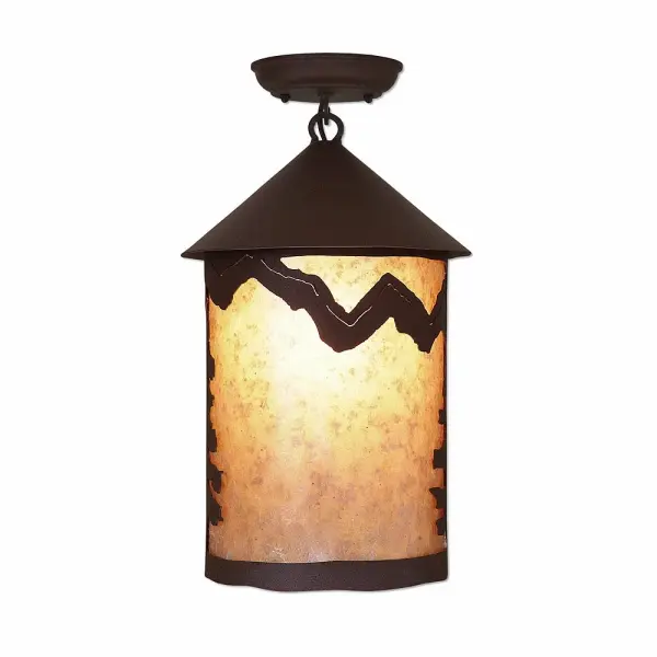 Cascade Rustic Plain Semi-Flush Mount in Rustic Brown
