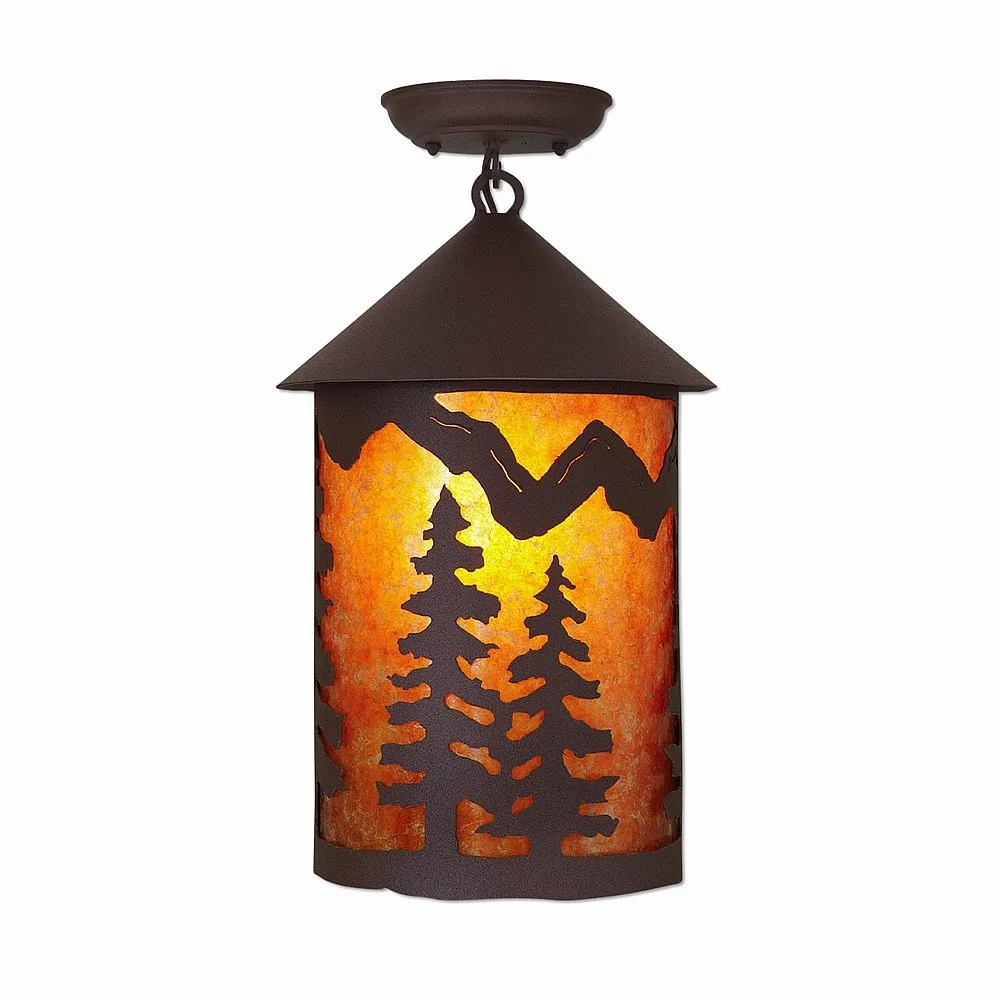 Cascade-Spruce Tree Rustic Brown One Light Semi Flush Mount in Rustic Brown