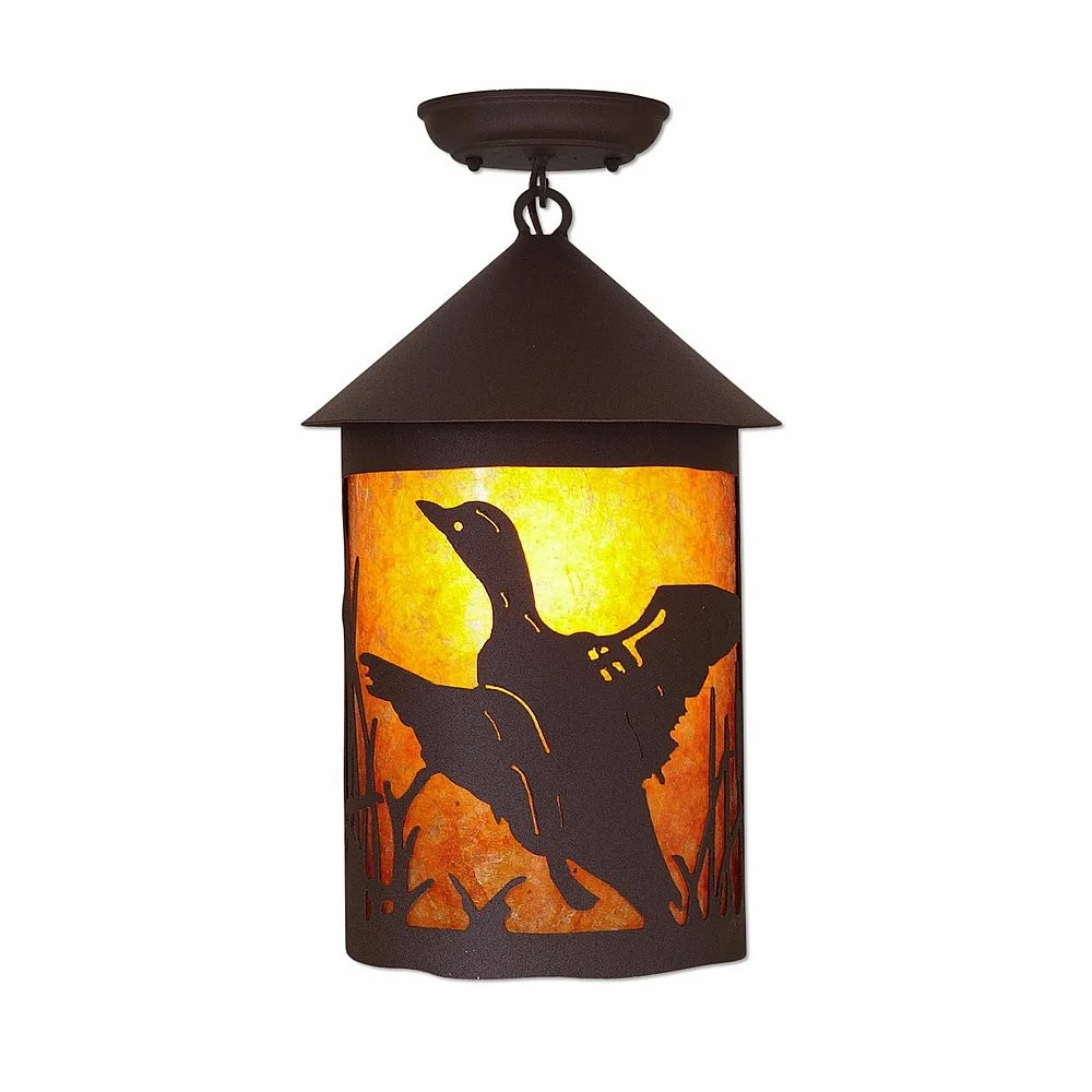 Cascade-Loon Rustic Brown One Light Semi Flush Mount in Rustic Brown