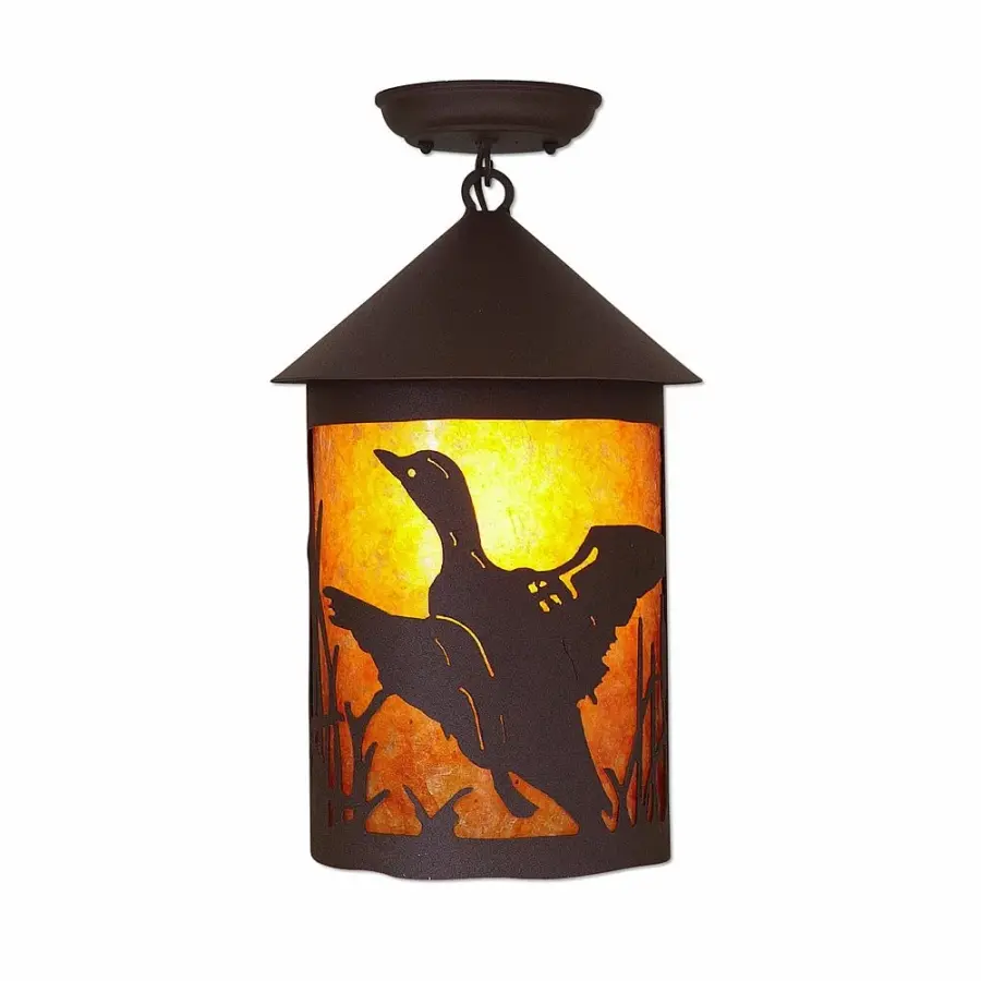 Cascade Loon Semi-Flush Mount in Rustic Brown