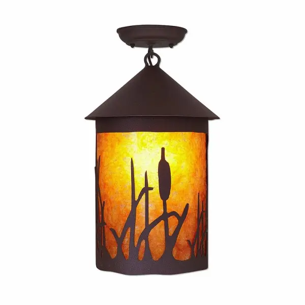 Cascade-Cattails Semi-Flush Mount in Rustic Brown