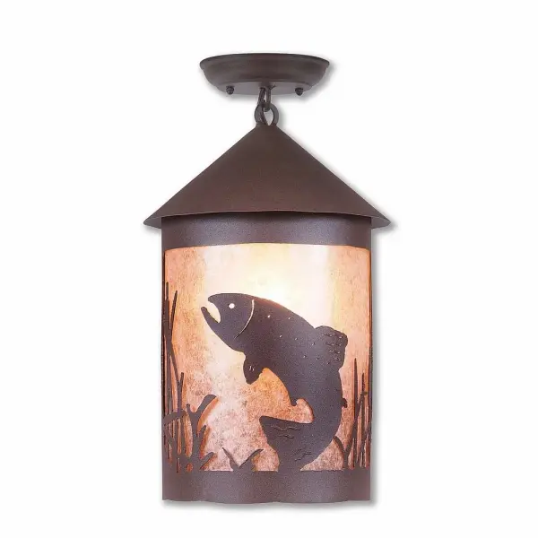 Cascade Trout Rustic Brown Semi-Flush Mount