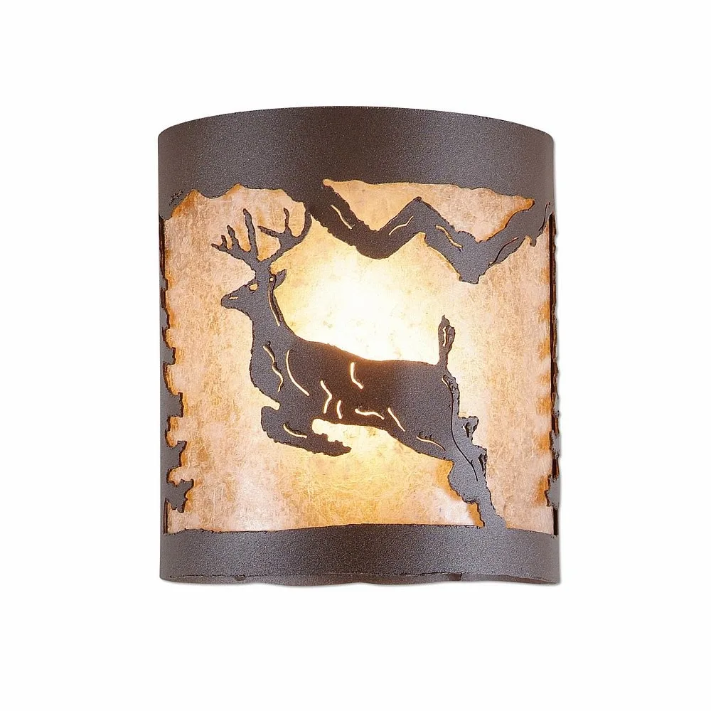 Kincaid-Valley Deer One Light Semi Flush Mount in Rustic Brown
